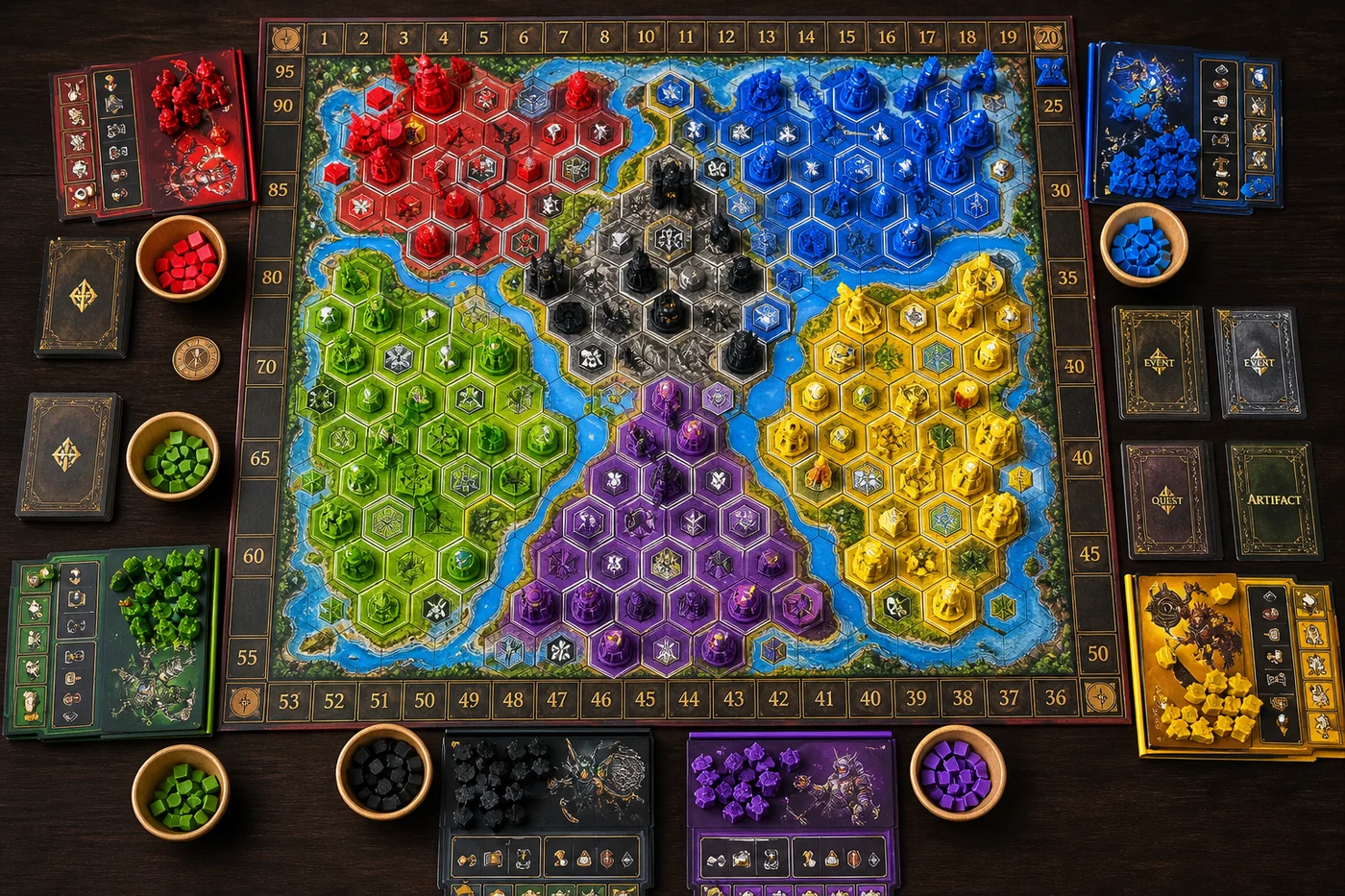 Plateau Blokus presque rempli en fin de partie